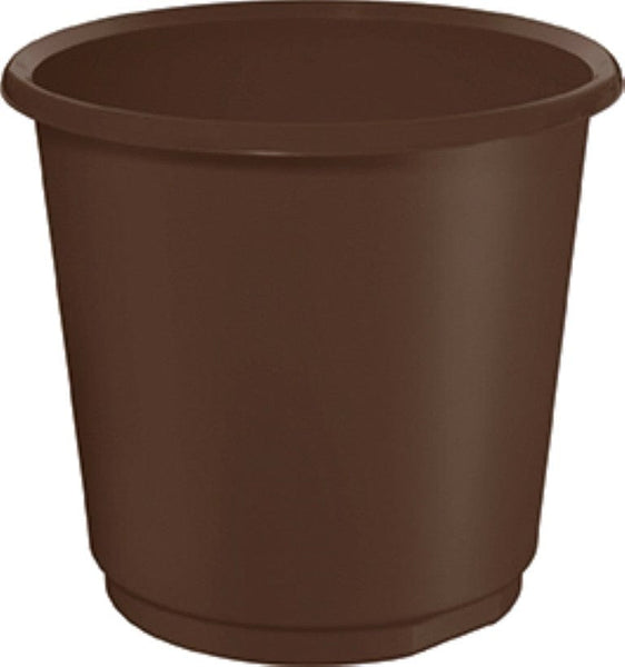 Large opening waste basket for 360 degree waste disposal.  Pack of 4 in brown