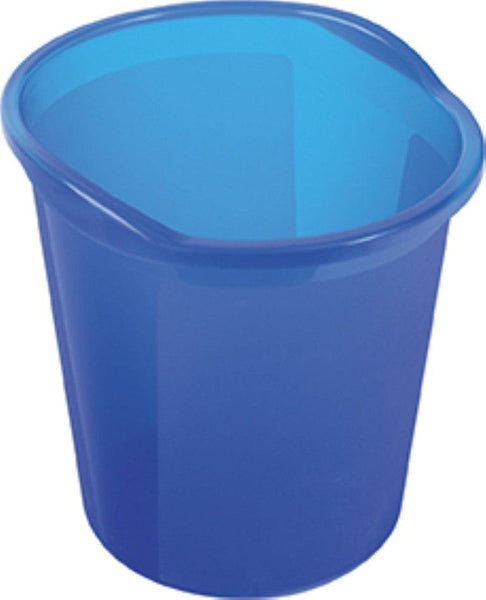 Blue 18 litre waste paper basket made from semi translucent plastic