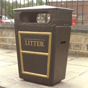 84L Closed Top GRC Litter Bin with two-way aperture access.