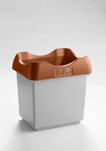 Open Top Recycling Bin with Coloured Lids and Stickers - 30 Litre