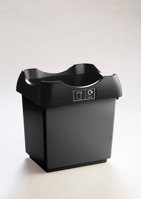Open Top Recycling Bin with Coloured Lids and Stickers - 30 Litre