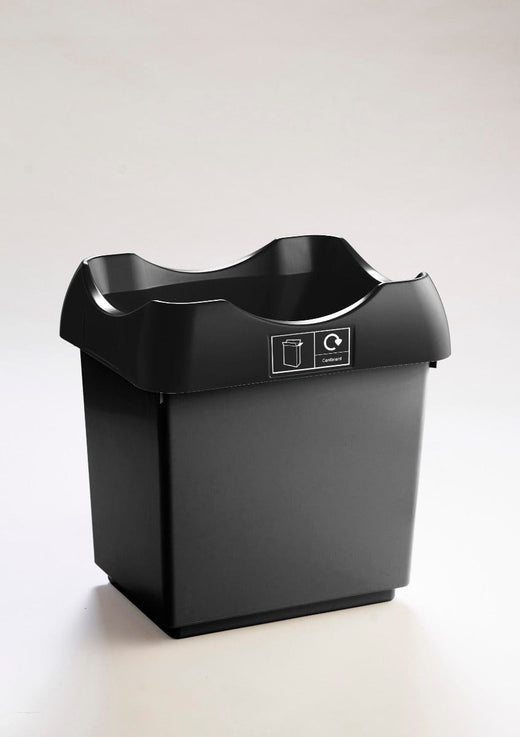 Open Top Recycling Bin with Coloured Lids and Stickers - 30 Litre