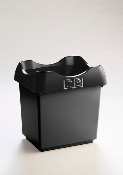 Open Top Recycling Bin with Coloured Lids and Stickers - 30 Litre
