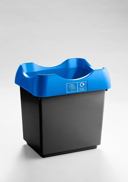Open Top Recycling Bin with Coloured Lids and Stickers - 30 Litre