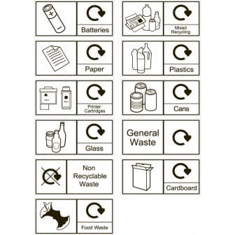 Open Top Recycling Bin with Coloured Lids and Stickers - 30 Litre