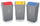 Recycling Bins with Coloured Lids and Recycling Stickers - Set of 3 - 54 Litre