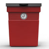Red dog mountable litter bin with black lift up lid and red body