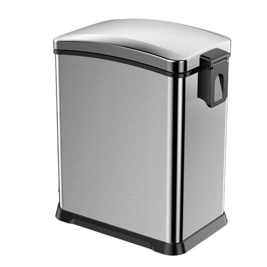Back section of EKO Rejoice Brushed Stainless Steel Pedal Bin features a hook slot.
