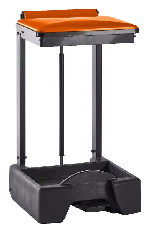 Foot pedal operated free standing all sackholder.