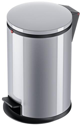 12L Hailo Pure Cosmetic Step Pedal Bin in Silver with integrated bag retention ring.