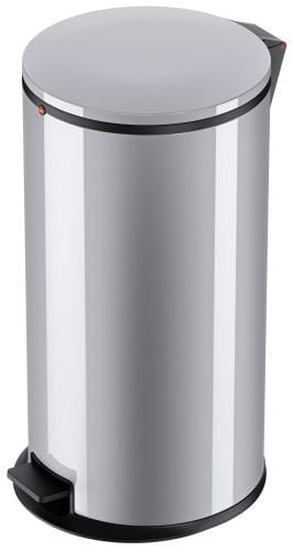 44L Hailo Pure Litter Bin in Silver with an integrated foot pedal for hands-free waste disposal.