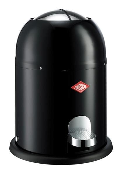 Wesco pedal bin in black with protective rim and chrome finished pedal