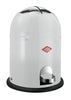 White Wesco compact 9 litre pedal bin with black protective floor rim