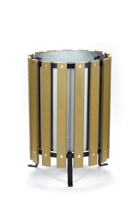 Wood Effect Circular Open Top Litter Bin - 45 and 70 Litre Available