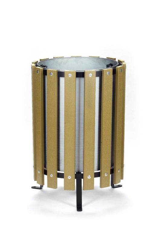 Wood Effect Circular Open Top Litter Bin - 45 and 70 Litre Available