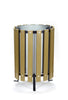 Beech wood effect slatted bin with internal liner and feet for ground mounting