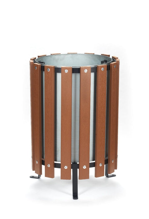 Wood Effect Circular Open Top Litter Bin - 45 and 70 Litre Available