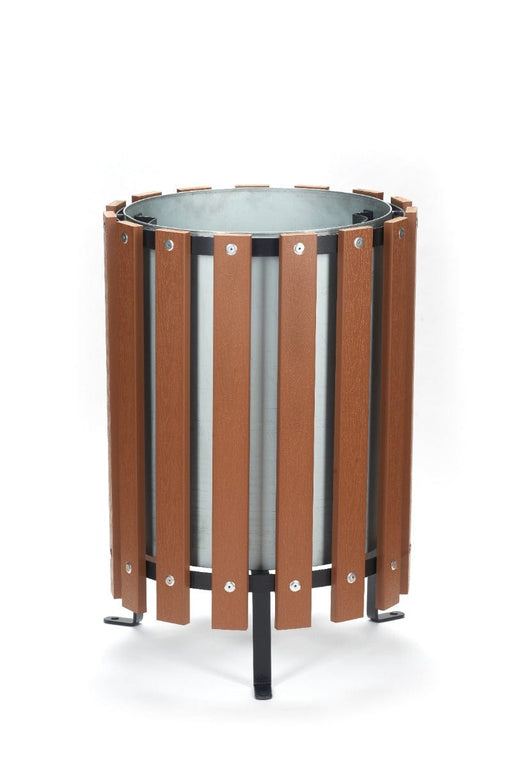 Wood Effect Circular Open Top Litter Bin - 45 and 70 Litre Available