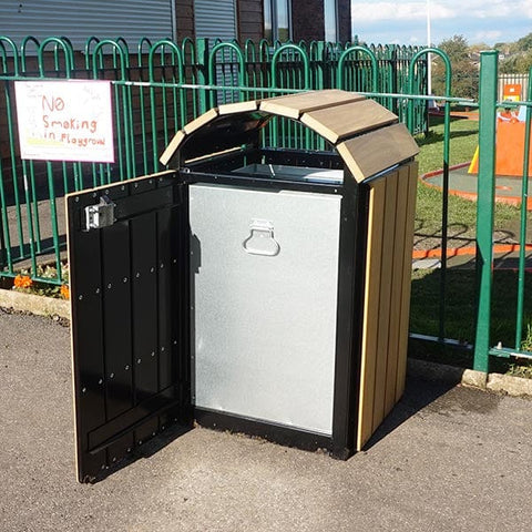 Slatted Anti Vandal Wooden Litter Bin - 112 Litre