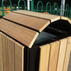 Domed top view of the wooden slatted litter bin