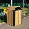 External litter bin wooden slats around and domed top