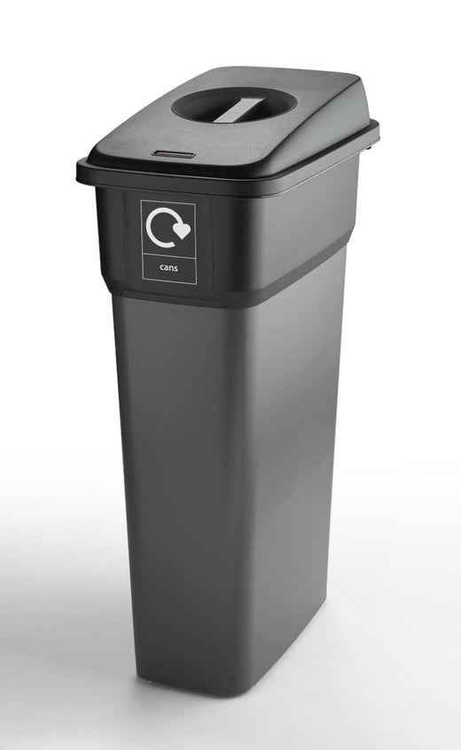 Freestanding grey base recycling bin with grey handle top lid