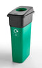 Green recycling bin base with black lid which contains a green hole aperture