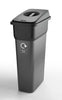 Slim profile recycling bin with grey base and grey handle top lid