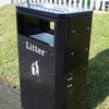 90L Slimline Outdoor Bin with anti-fly poster dimple surface construction and top ashtray.
