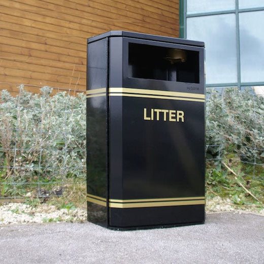 Black Powder-Coated Slimline Bin with a sizable front aperture.