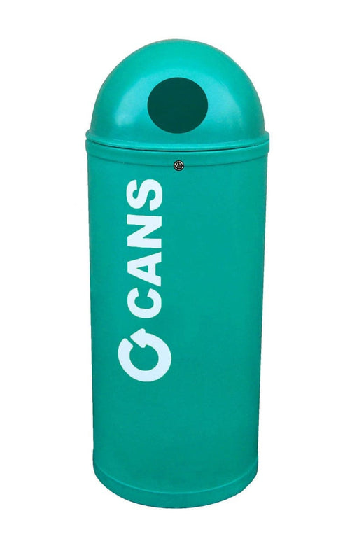 Green colored slimline bin with body sticker label cans.