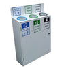 White body 3 compartment recycling station with general waste, paper and drinks can recycling streams