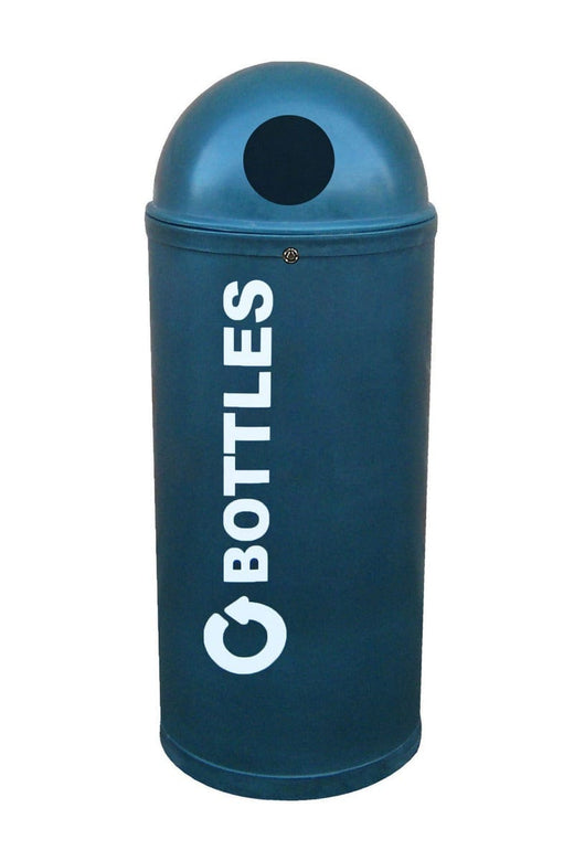 Dark green colored slimline bin with body sticker label bottles.