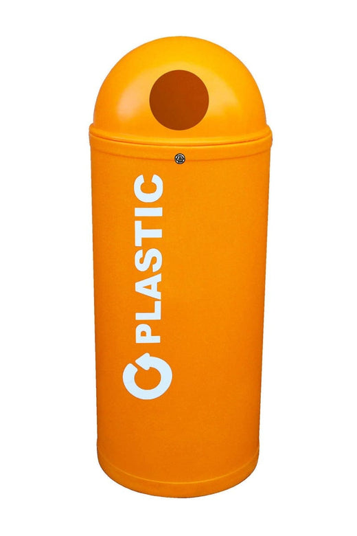 Orange colored slimline bin with body sticker label plastic.
