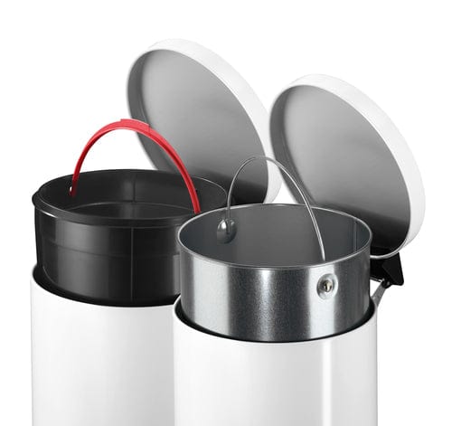 Hailo Pedal bins with plastic bucket liner and galvanised liner.