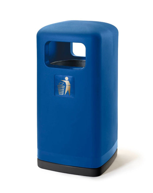 100L Blue External Street Litter Bin with a two way aperture access for convenient disposal. 