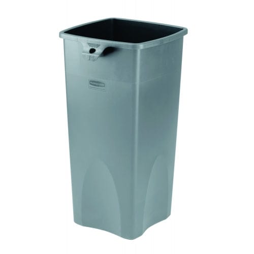 Tall freestanding open top square litter bin in grey