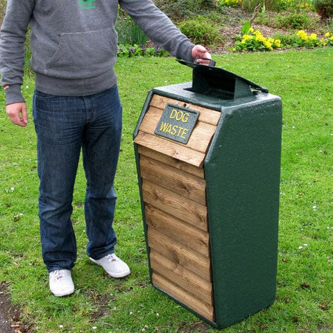 Timber Front Dog Waste Bin - 91 Litres