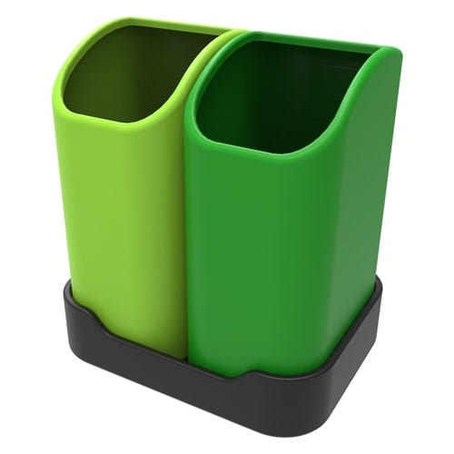 desk top recycling bins with two open apertures