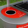 Red fascia with hole aperture for the recycling pf plastic bottles