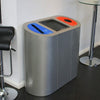 Triple internal recycling station with paper, general waste and plastic recycling fascias