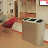 Internal recycling station with 2 general waste and 1 mixed recycling stream with lid closed