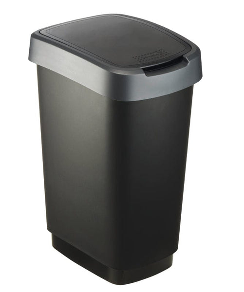 Internal slim profile litter bins with unique swing and lift up lid to allow disposal from both ends