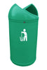 Plastic external litterbin with iconography and lockable lid with twin apertures for waste disposal