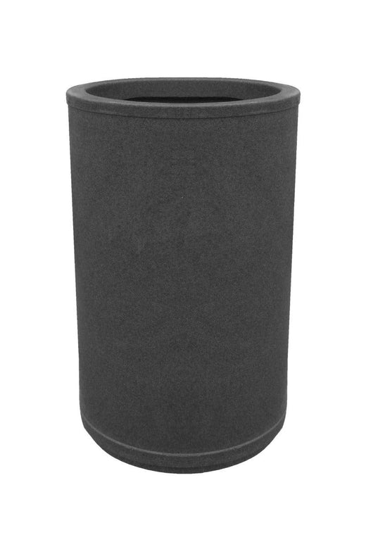 Freestanding dark millstone litter bin with large throwaway aperture 
