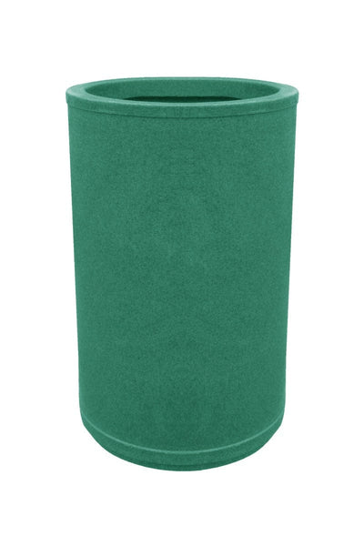 Weather resistant open top litter bin with large opening for 360 degree waste disposal in emerald colour