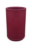 Large capacity outdoor litter bin with weighted base and large throwaway aperture in maroon coloured plastic