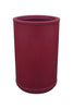 Large capacity outdoor litter bin with weighted base and large throwaway aperture in maroon coloured plastic