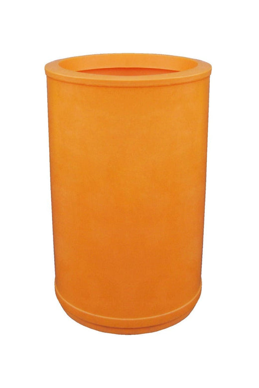 90 Litre orange litter bin suitable for external use, freestanding wiith weighted base