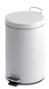 White powder coated pedal bin with carry handle on the back